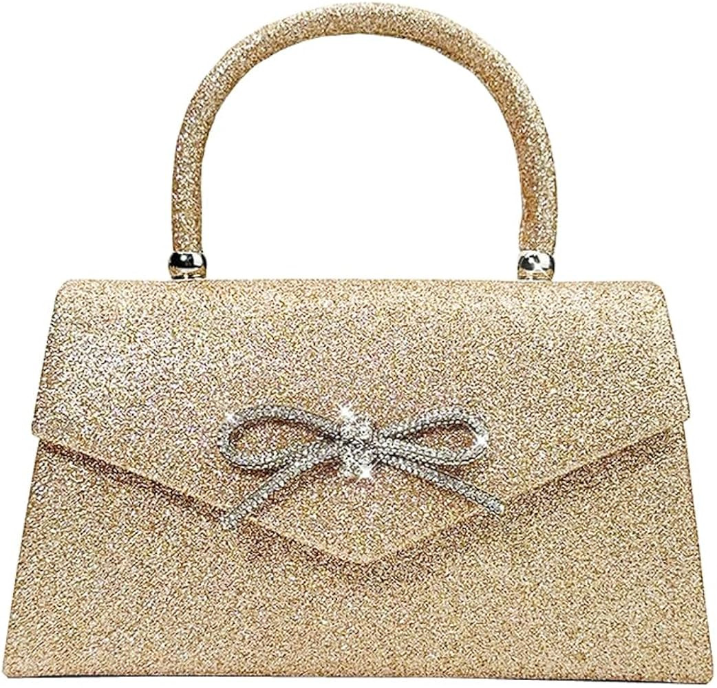 Womens Evening Bag Sparkly Bow Clutch Purse Wedding Party Purses Glitter Rhinestone Cocktail Prom... | Amazon (US)