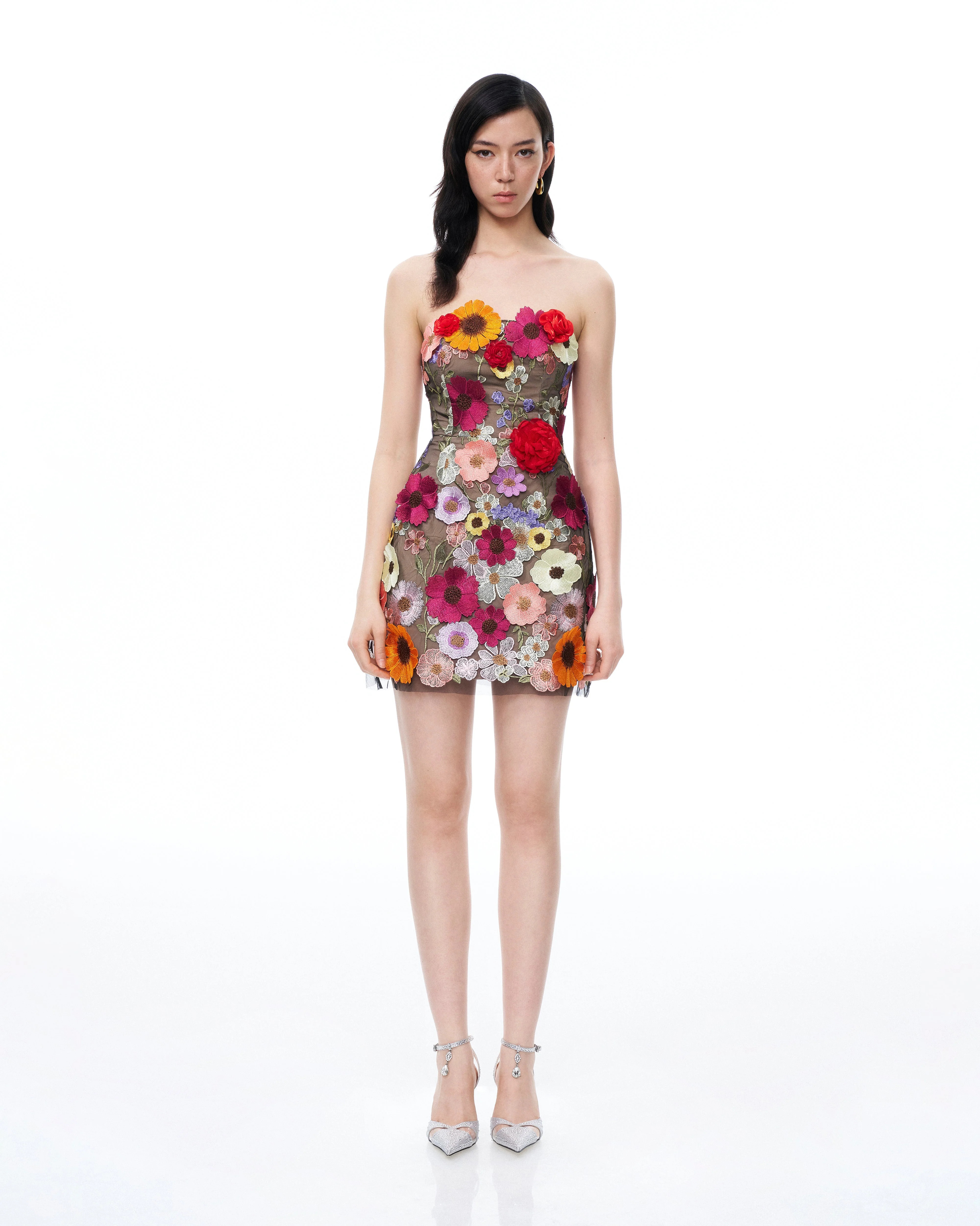 Cassian Floral Embroidered Mini Dress - Black Multi | JW PEI US