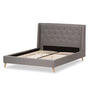 Adelaide Gray Fabric Upholstered Queen Platform Bed | The Home Depot