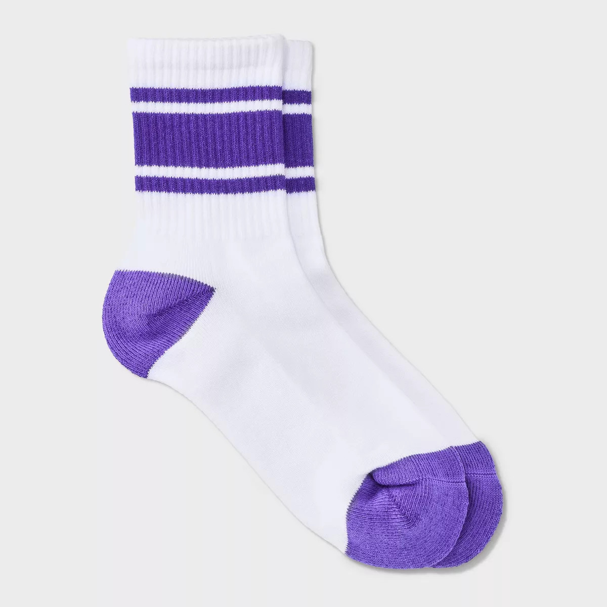 Women's Game Day Varsity Stripe Ribbed Cushioned Mid Crew Socks - Wild Fable™ White/Black 4-10 | Target