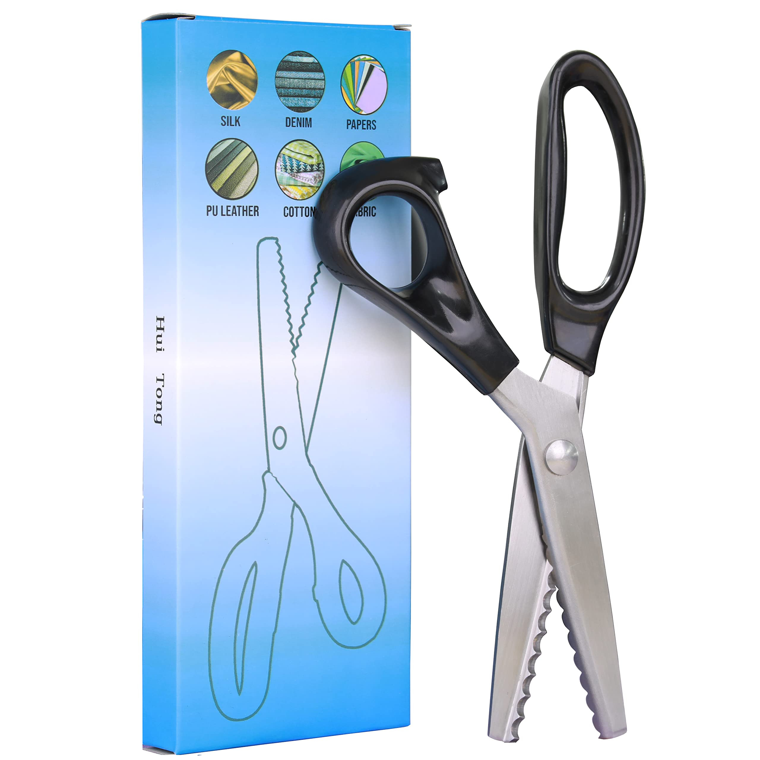 Hui Tong Strong & Sharpe Pinking Shears,Pinking Shears Scissors for Fabric, Serrated and Scallope... | Amazon (US)