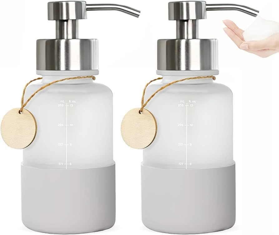 Glass Foaming Soap Dispenser, 2 Pack Frosted Foaming Hand Soap Dispenser, 14oz Foam Soap Dispense... | Amazon (CA)
