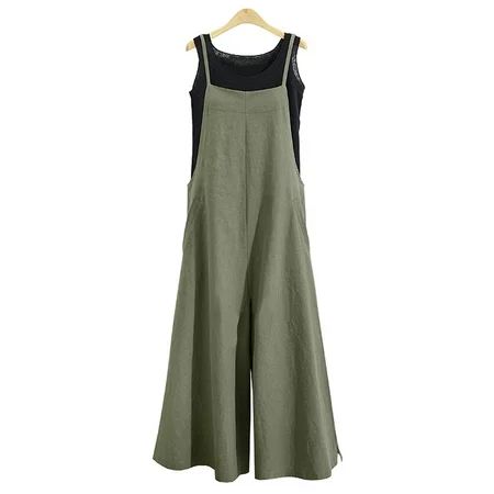 Women Long Suspender Bib Casual Loose Solid Jumpsuit | Walmart (US)