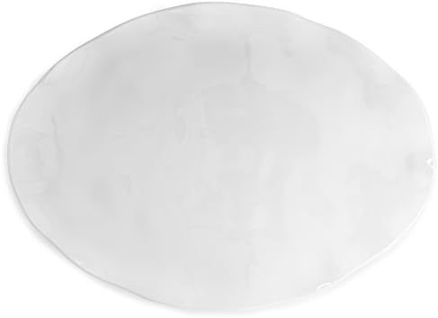 Q Squared Ruffle in Round BPA-Free Melamine Large Oval Platter, 18-Inches by 13-Inches, White | Amazon (US)