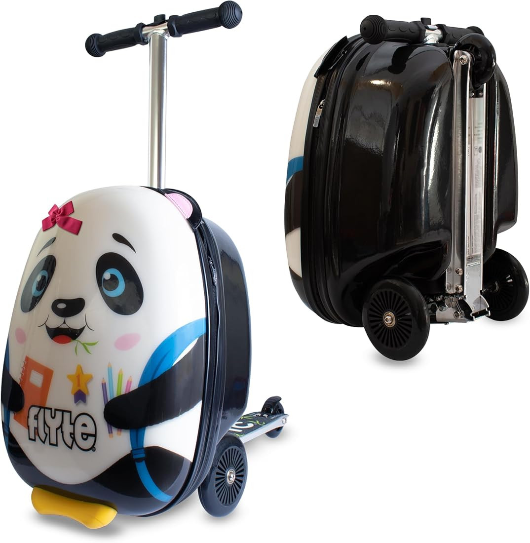 FLYTE 18 Inch Midi Kids Luggage Scooter Suitcase – Penni the Panda, Hardshell, Ride On with Whe... | Amazon (US)