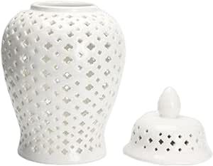 Ceramic Ginger Jar Display Lattice Hollow Vase Temple Jar Storage Jar Handicraft Ornament for Des... | Amazon (US)