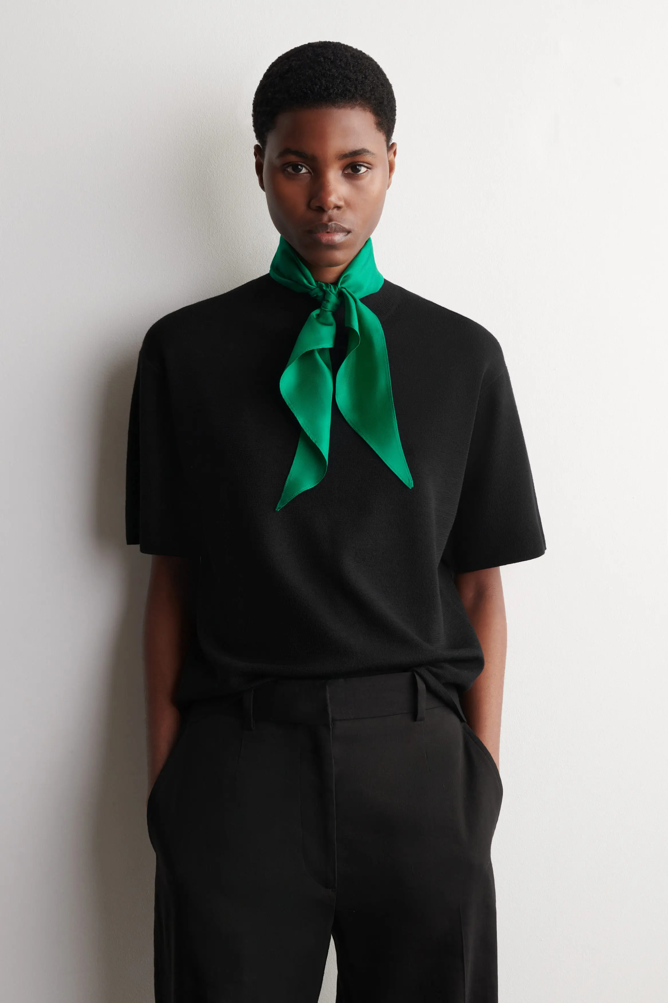 Scarf-Detail Merino Wool T-Shirt (Women) | Nordstrom | Nordstrom