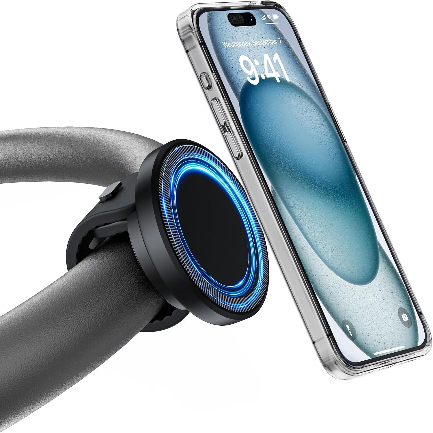 NINEFATICS Stroller Phone Holder, Compatible with MagSafe, Magnetic Handlebar Mount, 17x N52 Strong Magnets, Fits Treadmills, Peloton, Shopping & Golf Carts, Adjustable Strap, iPhone 12–17 & Android | Amazon (US)