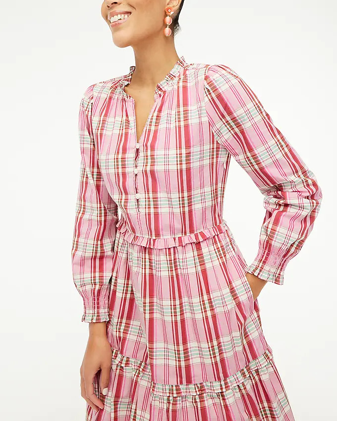Plaid mini dress with ruffle trim | J.Crew Factory