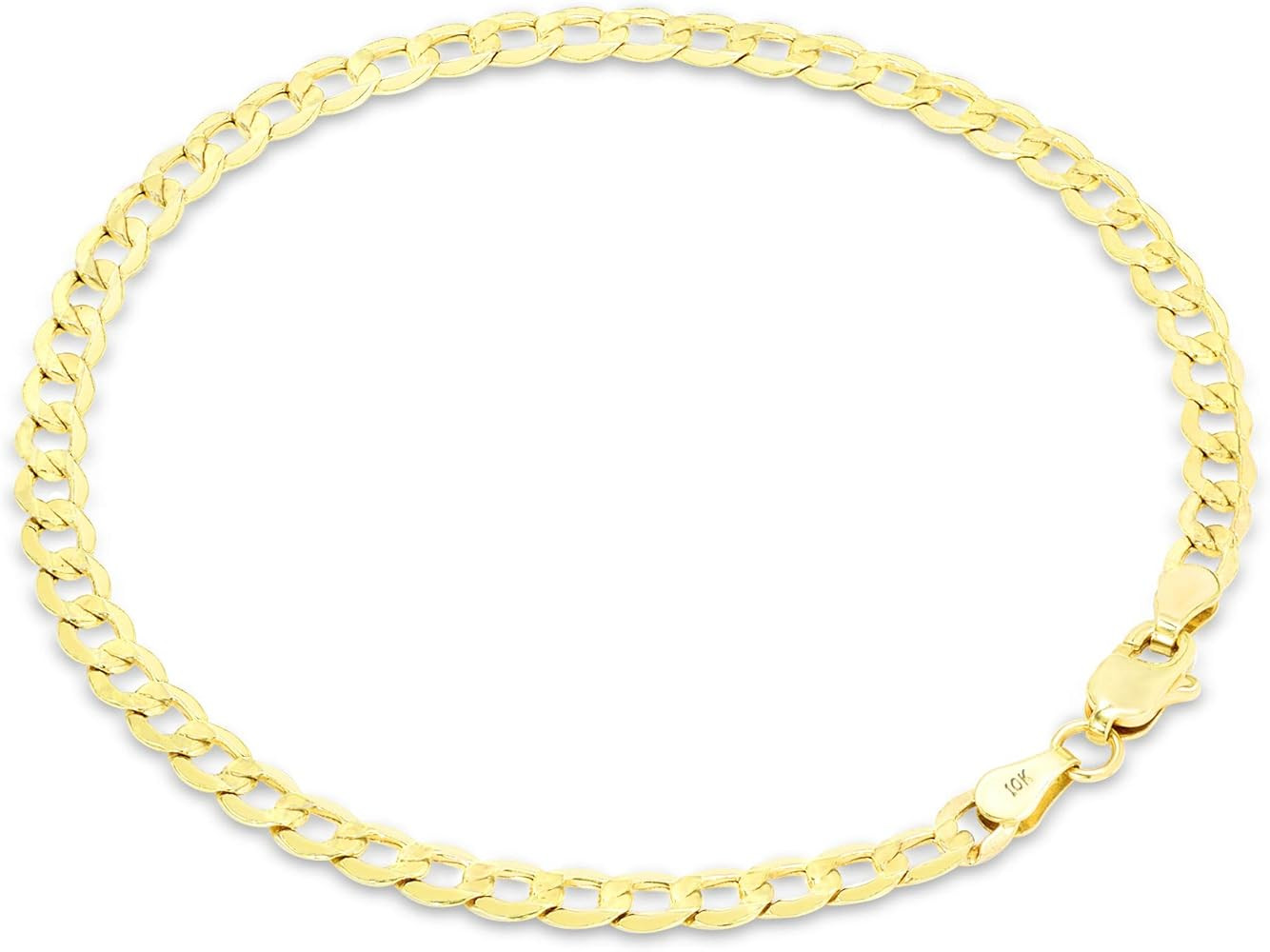 Nuragold 10k Yellow Gold 4.5mm Cuban Curb Link Chain Bracelet, Womens Mens Lobster Clasp 7" 7.5" 8"  | Amazon (US)