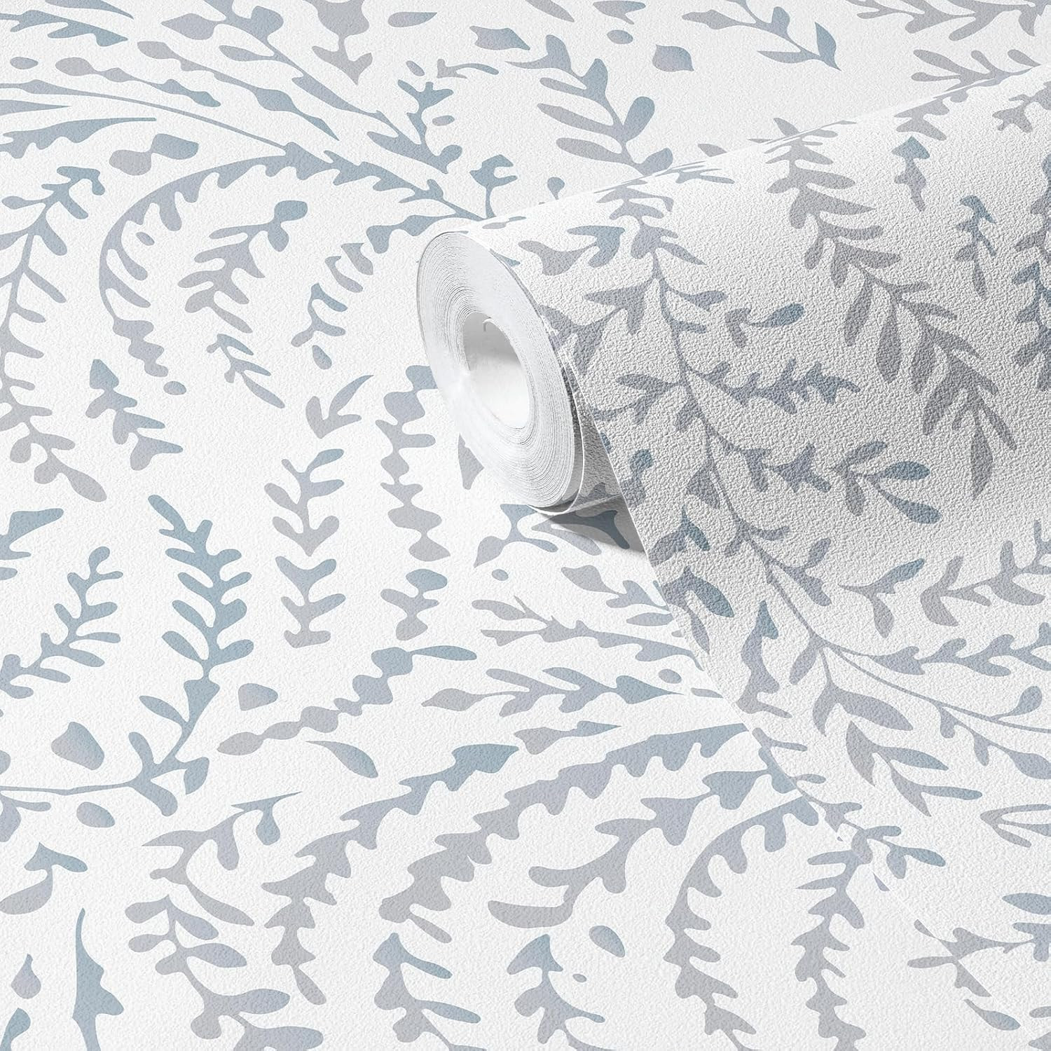 Peel and Stick Wallpaper 17.3"x236.22" Boho Leaf Wall Paper Botanical Contact Paper Watercolor Gray Blue Wallpaper for Bedroom | Amazon (US)