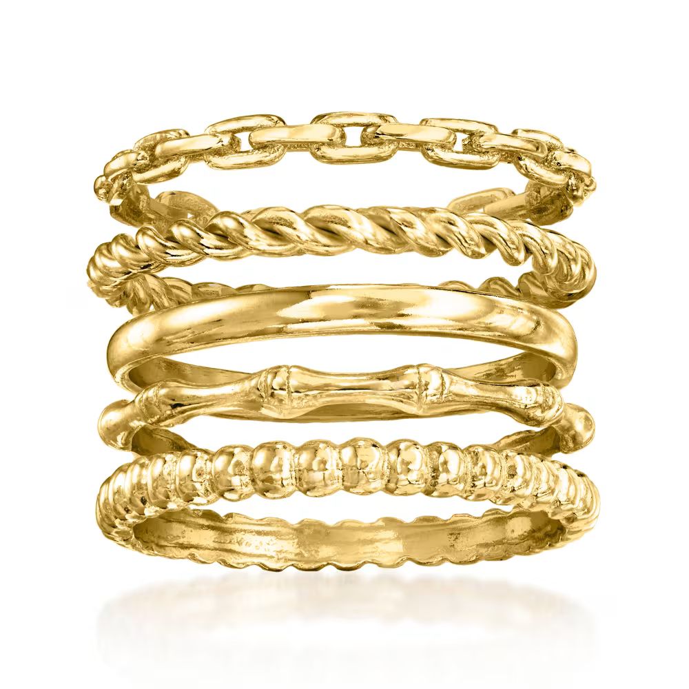 18kt Gold Over Sterling Jewelry Set: Five Stackable Rings. Size 9 | Ross-Simons