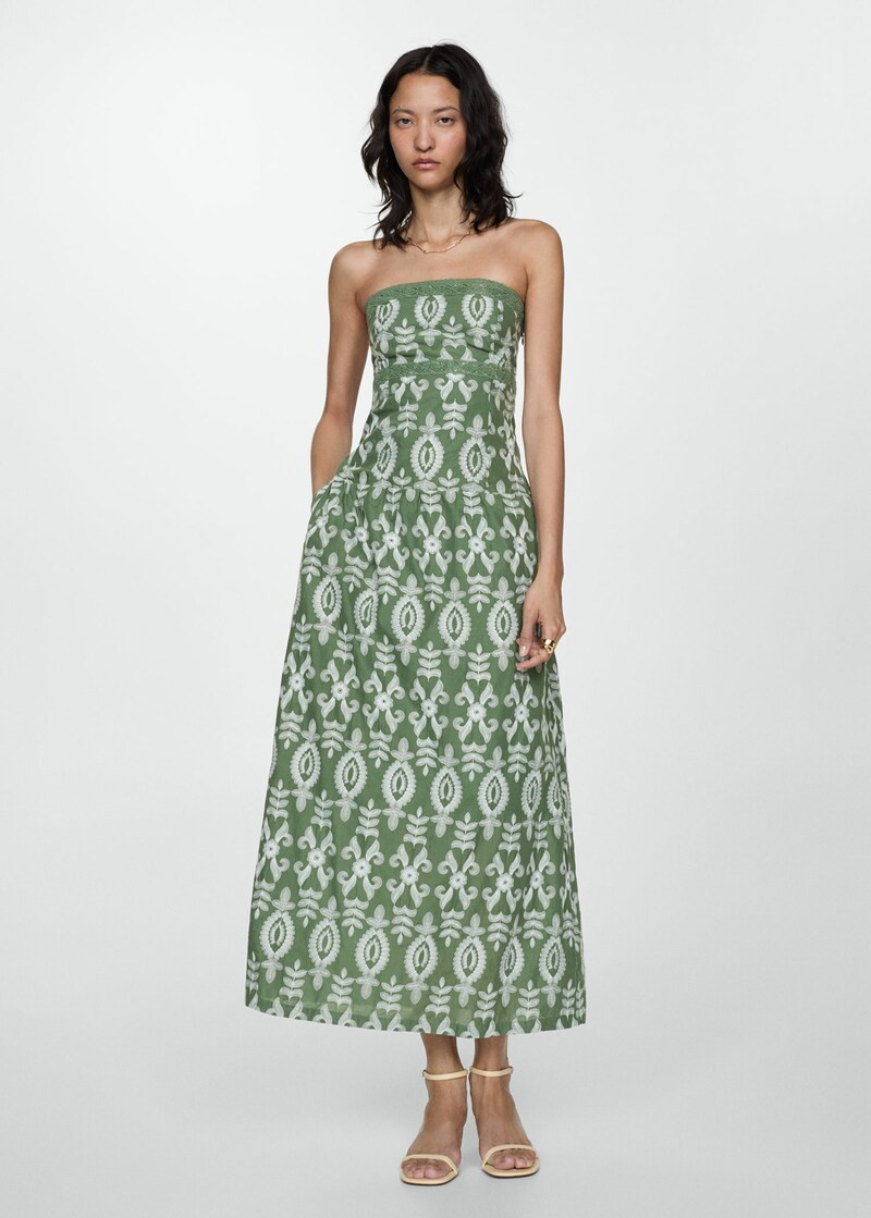 Strapless embroidered dress -  Women | Mango USA | MANGO (US)