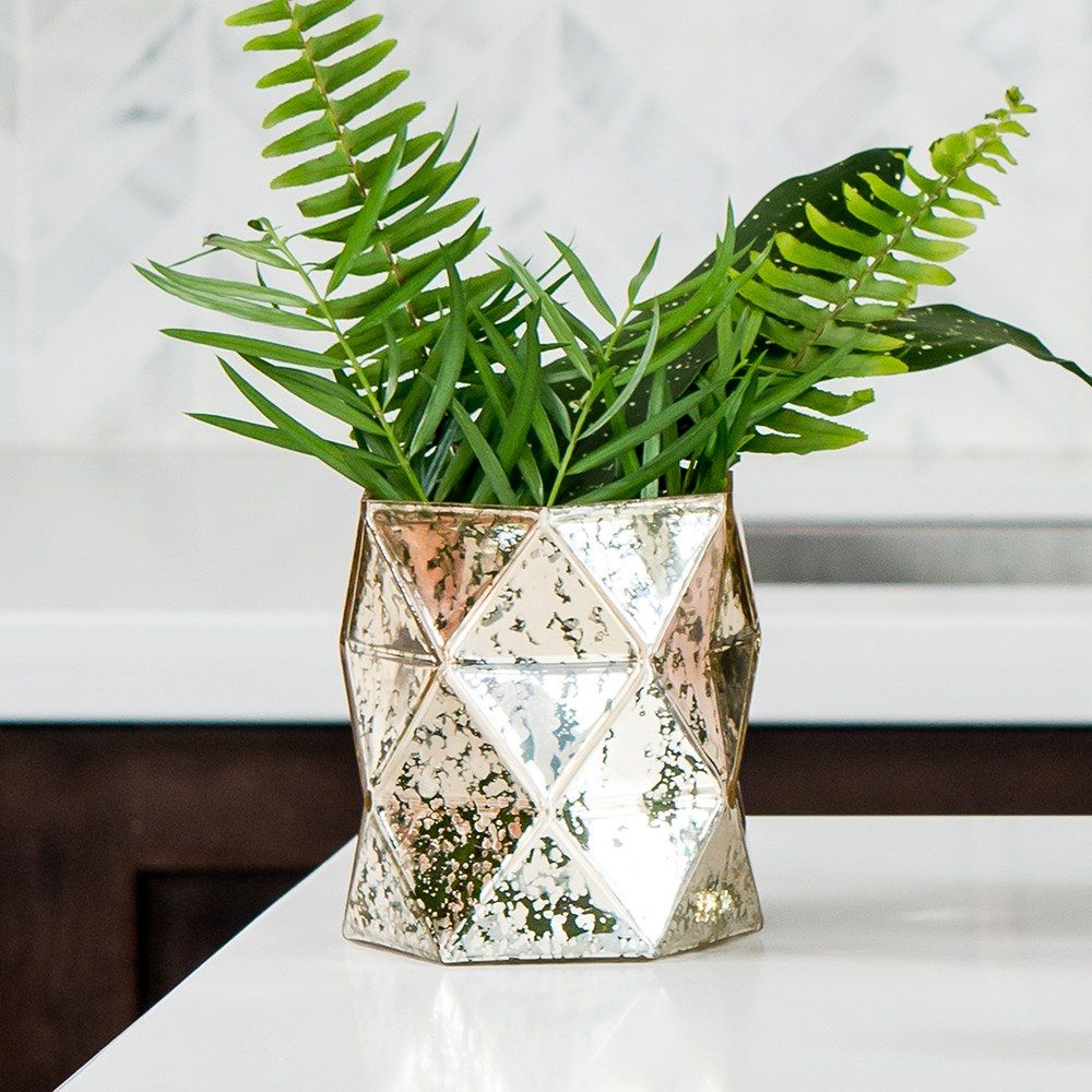 Gold Geo Mercury Glass Hurricane Vase | Walmart (US)