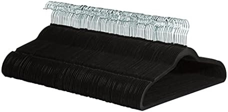 Amazon Basics Slim, Velvet, Non-Slip Suit Clothes Hangers, Black/Silver - Pack of 100 | Amazon (US)