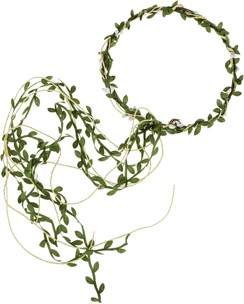 Floral Fall Adjustable Bridal Flower Garland Headband Flower Crown Hair Wreath Halo F-83 (Y-Green... | Amazon (US)