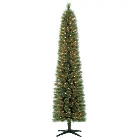 Holiday Time 7ft Pre-Lit Pencil Shelton Cashmere Fir Artificial Christmas Tree with 300 Clear Lights | Walmart (US)