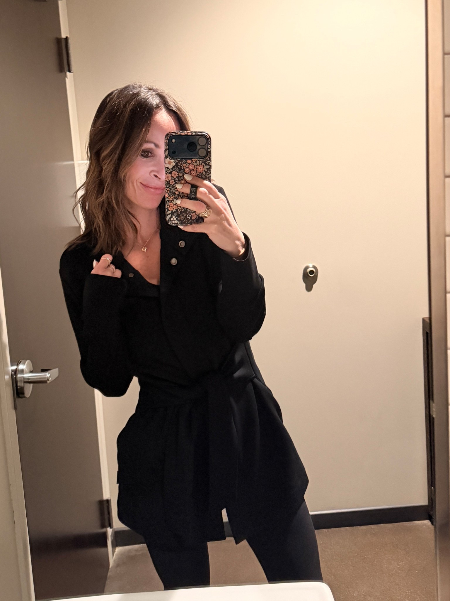 OK, this black black black outfit was so comfortable, so chic, and so easy to wear. This Varley jacket thing is my newest obsession. It cinches you in at the waist, so you can make it as tight or as loose as you want. It truly is a stable piece that you can do so much with. Bonus, it is the classic amazing super loops fabric to expect from them. ￼

#LTKOver40 #LTKootd #LTKSeasonal