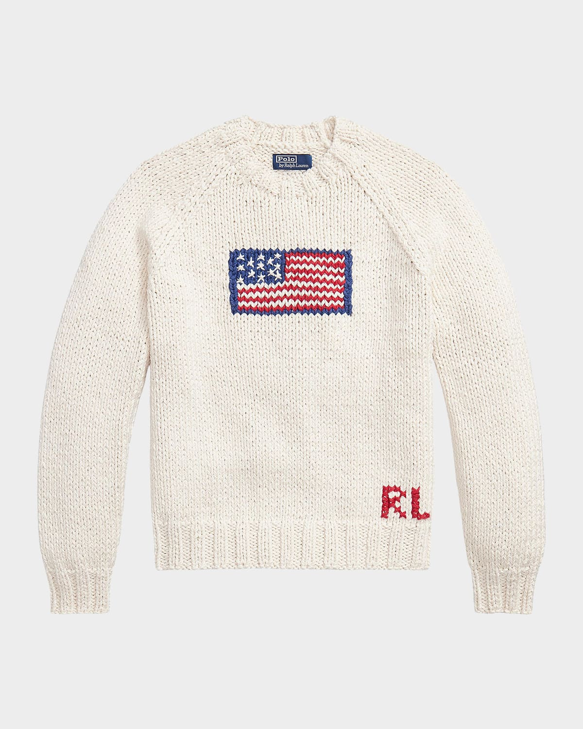 American Flag Crewneck Cotton Sweater | Neiman Marcus
