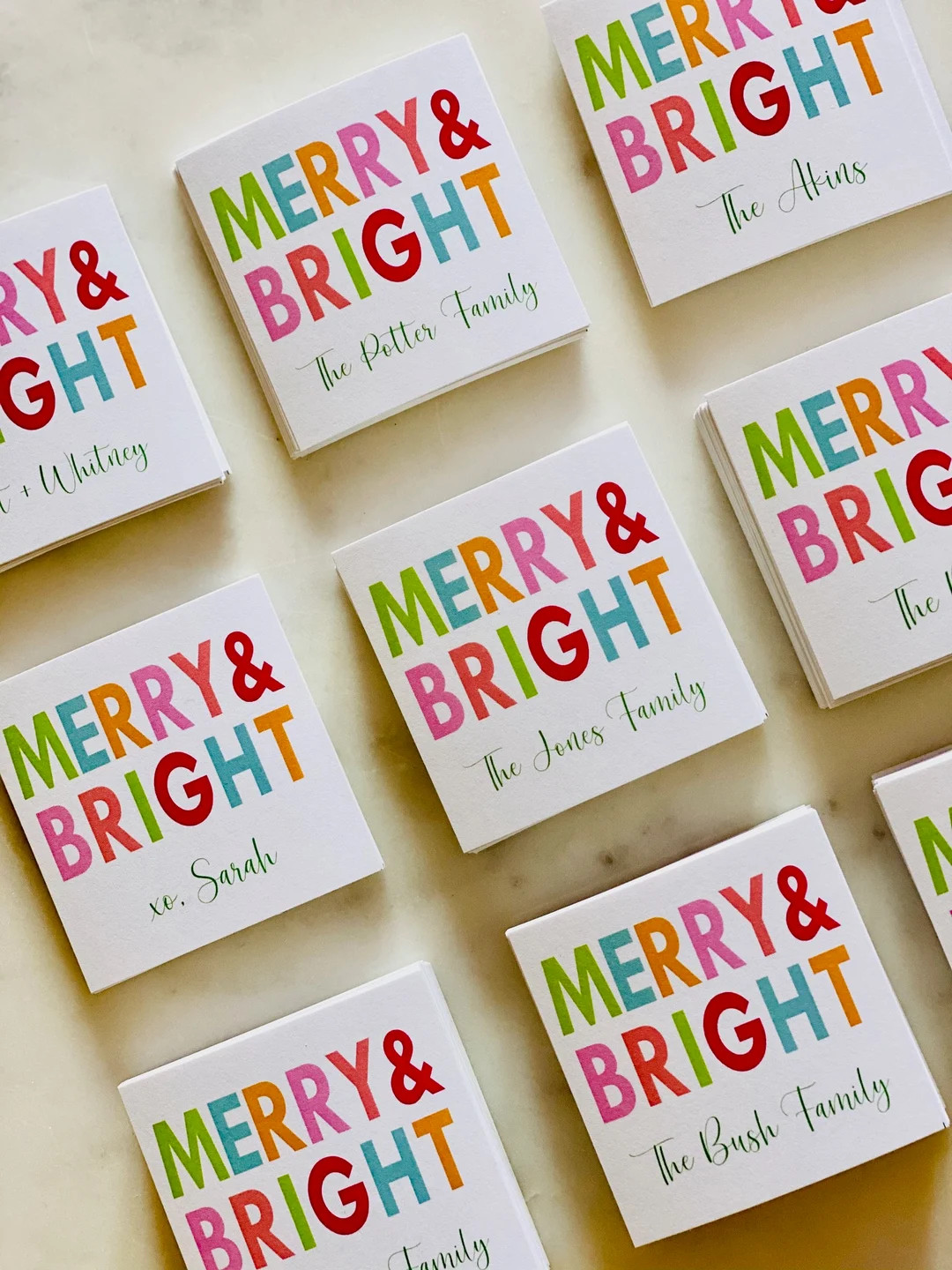Merry and Bright Sticker, Card Stock Tag, Enclosure Card - Etsy | Etsy (US)