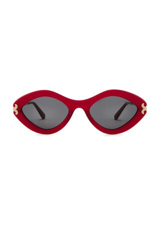 Emilio Pucci Oval Sunglasses in Shiny Red & Smoke - Red. Size all. | FWRD 