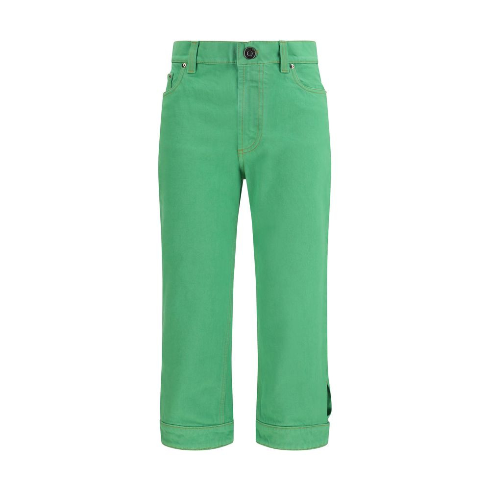 Versace Bicolor Cotton Cropped Jeans | VAZLUXE