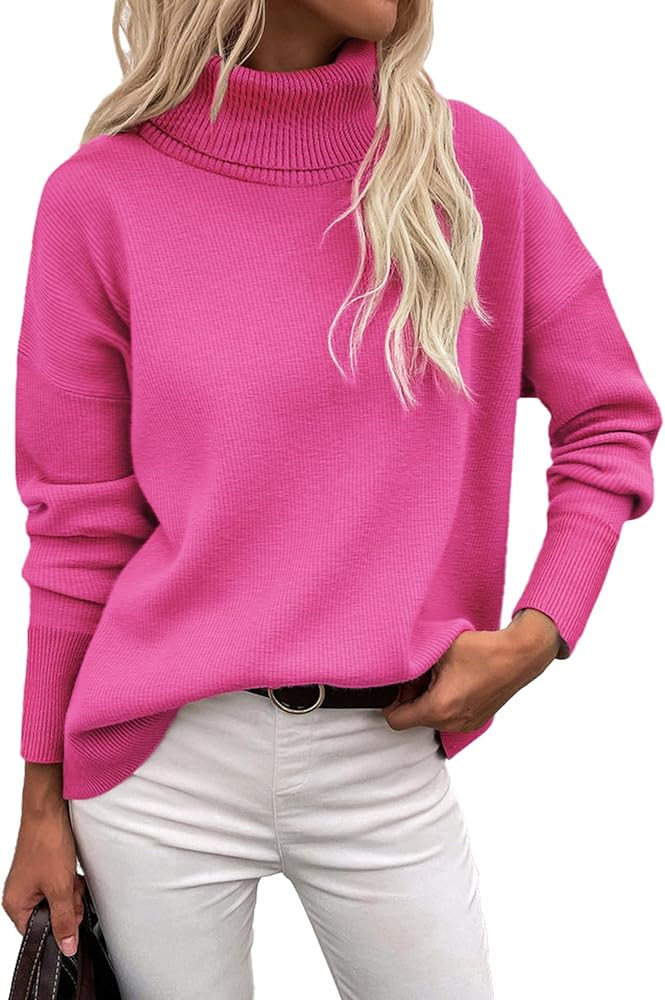 Zeagoo Women's Turtleneck Sweater 2026 Fall Winter Chunky Knitted Pullover High Low Hem Trendy Ba... | Amazon (US)