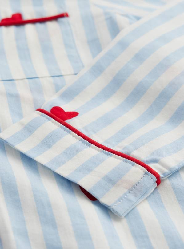 Mini Me Blue Valentine's Striped Traditional Pyjamas 7-8 years | Tu Clothing