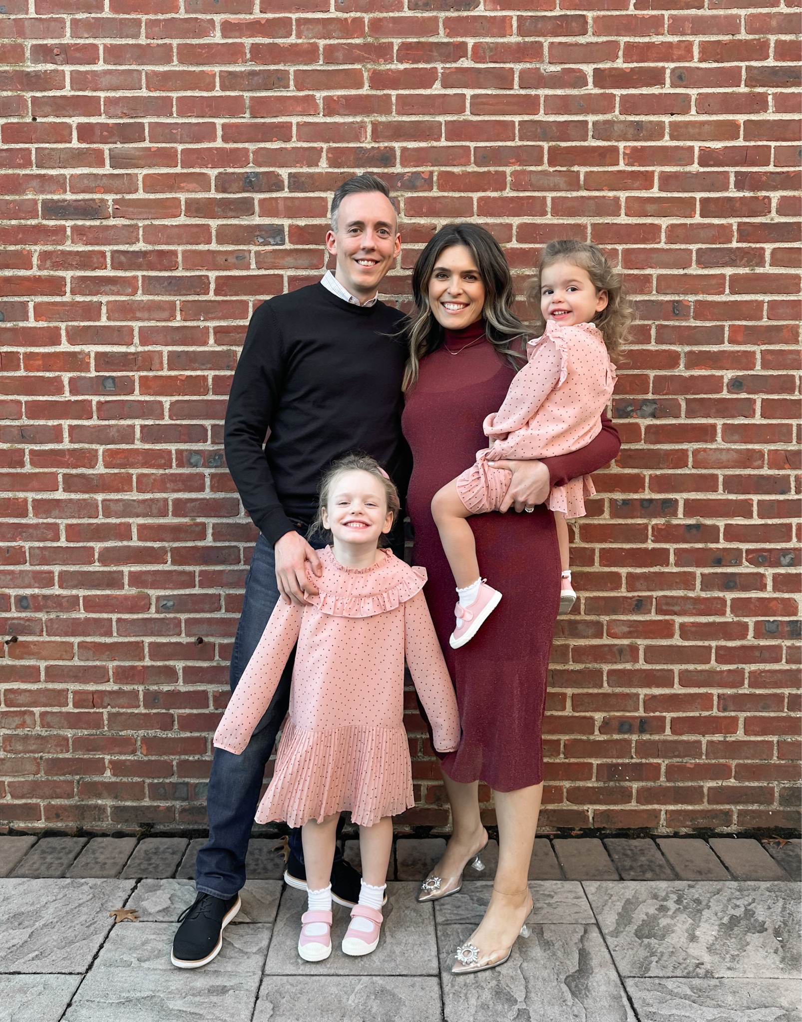 Happy thanksgiving. Thanksgiving outfit. Holiday outfit. Holiday style. Girls style. Mom style. Bump style. Shimmer dress, pink dress, acrylic heels, rhinestone heels. Sparkly bag

#LTKHoliday #LTKbump #LTKkids