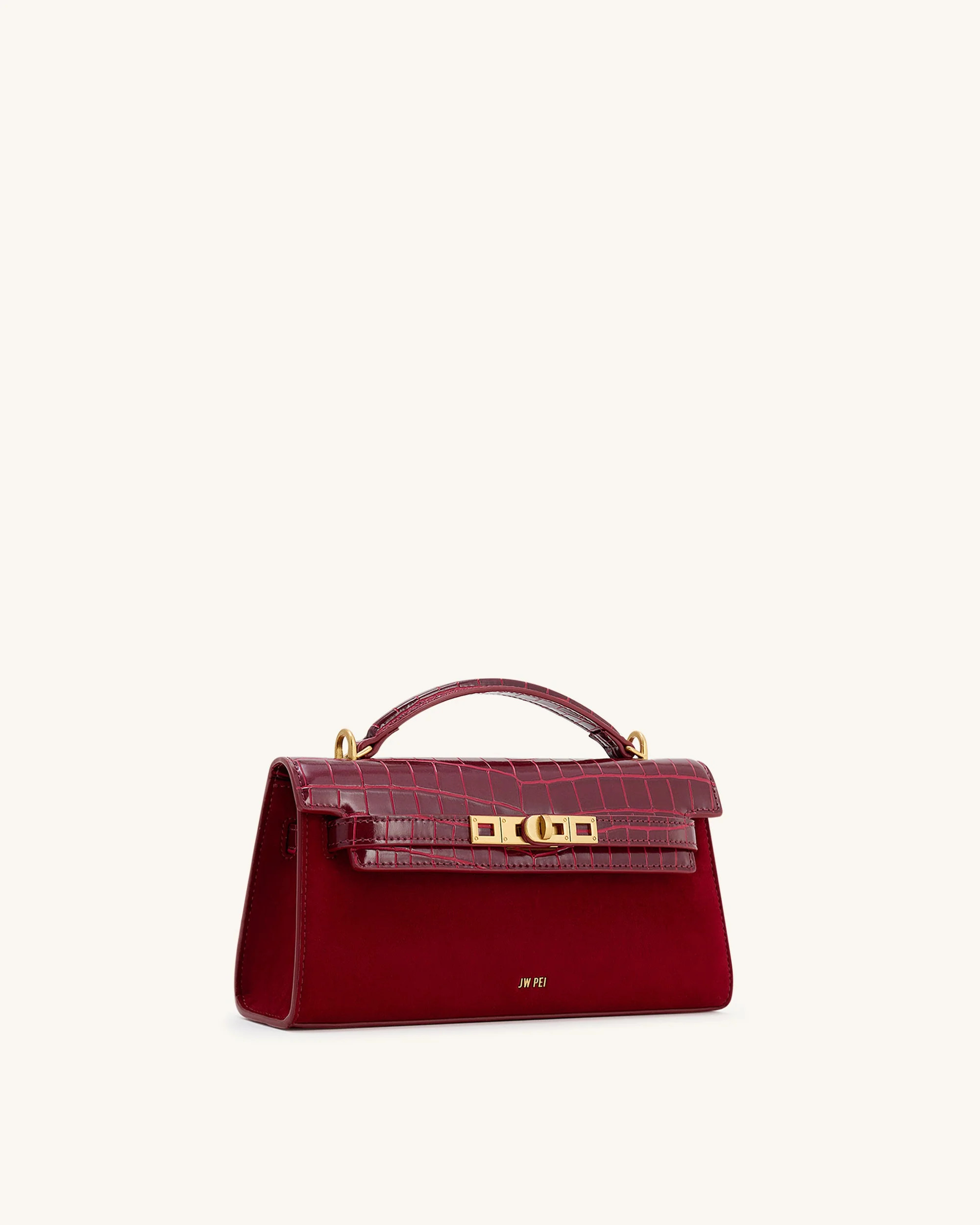 Noor Faux Suede Top Handle Bag - Red | JW PEI US
