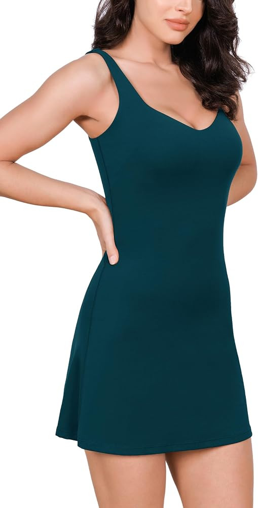 ODODOS Women's Cloud Feeling Tank Dress with Separate Shorts and Built in Bra U Back Mini Tennis ... | Amazon (US)