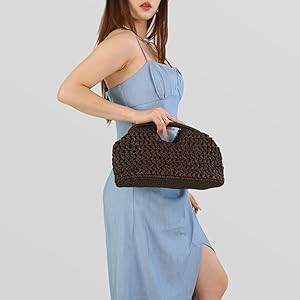 Large Straw Dumpling Clutch Purse for Women,Summer Vacation Beach Hobo Bag,Woven Evening Top Hanl... | Amazon (US)