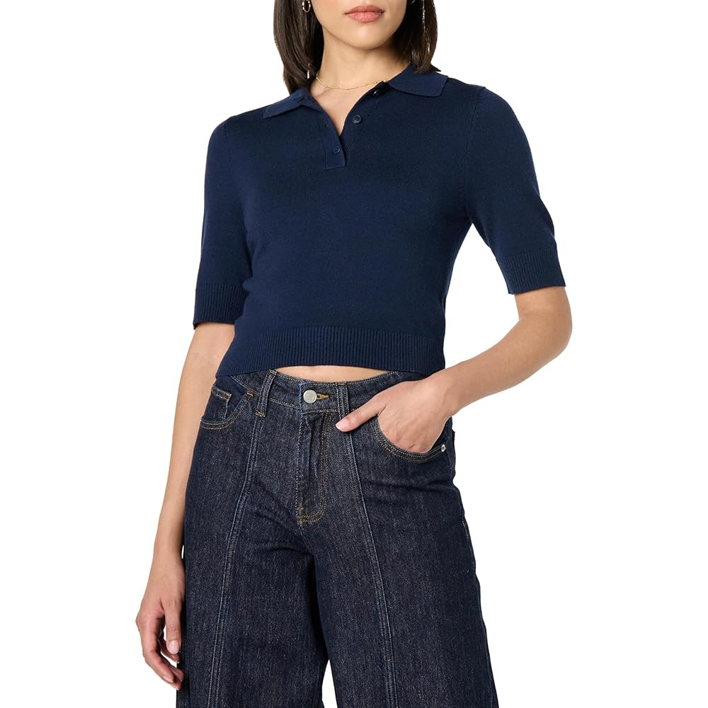 The Drop Women's Gero Short Sleeve Splitneck Polo Sweater Tee | Amazon (US)
