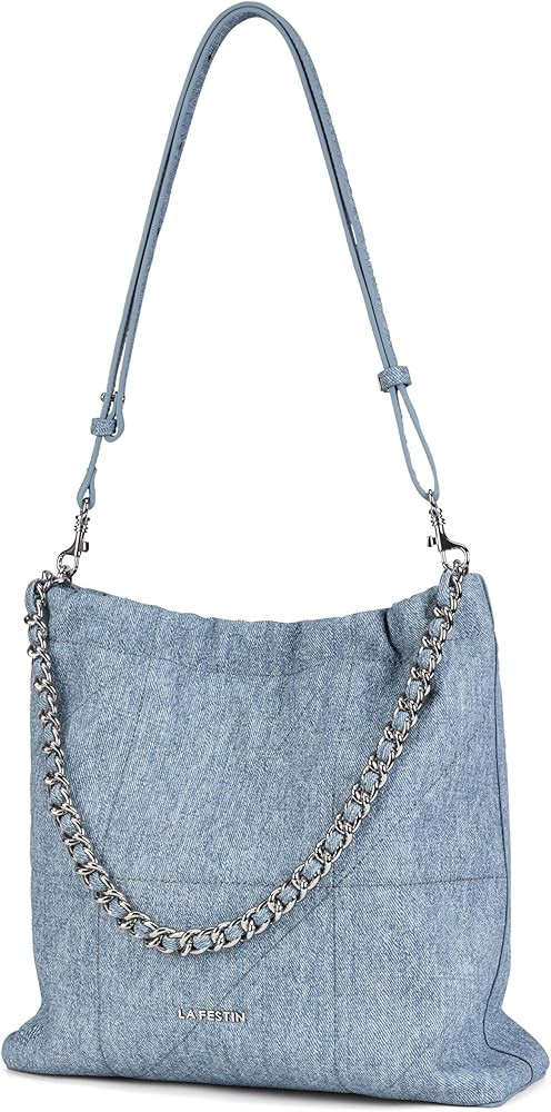 LA FESTIN Split Leather Shoulder Bag for Women with Adjustable Strap, Chain Detail, Elegant Women... | Amazon (US)