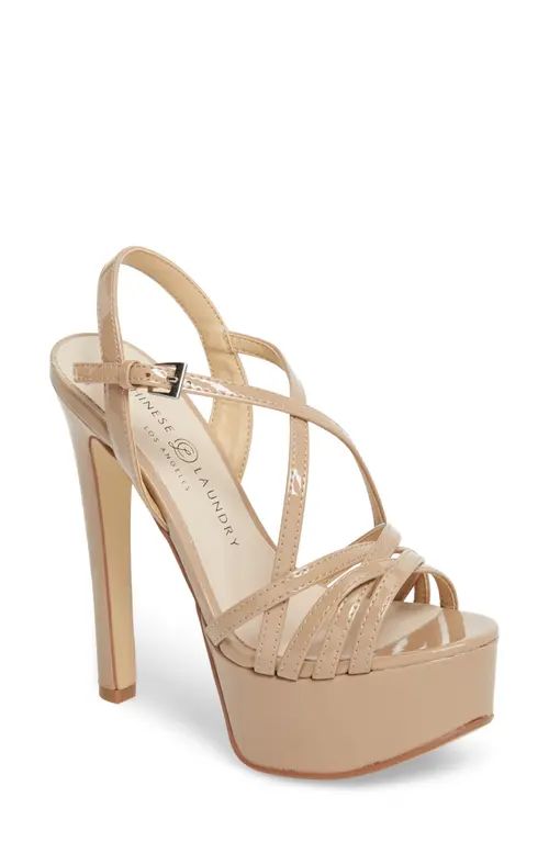 Chinese Laundry Teaser2 Platform Sandal in Nude Patent at Nordstrom, Size 12 | Nordstrom