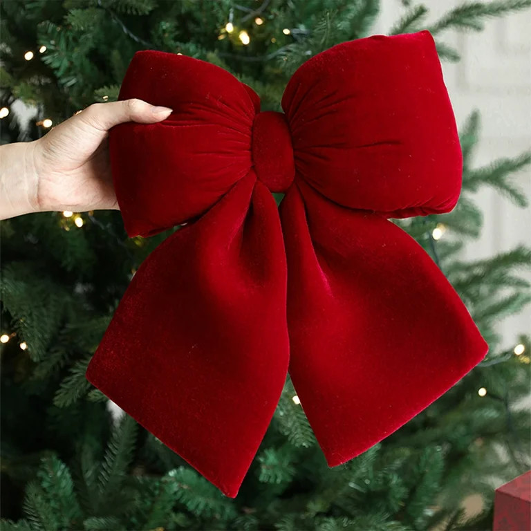 Oversized Red Velvet Christmas Bow Ornament, Festive Tree Decor for Wedding or Holiday Celebratio... | Walmart (US)