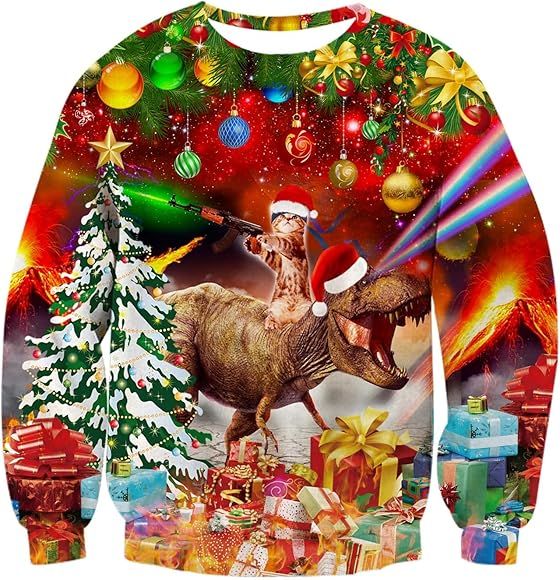 Goodstoworld Mens/Womens Ugliest Christmas Sweatshirt 3D Unique Hilarious Graphic Pullover Shirt ... | Amazon (US)