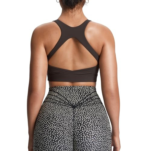 Aoxjox Women's Workout Sports Bras High Impact Fitness Training Gym Khloe Bra Yoga Crop Tank (Mulch, X-Large) | Amazon (US)