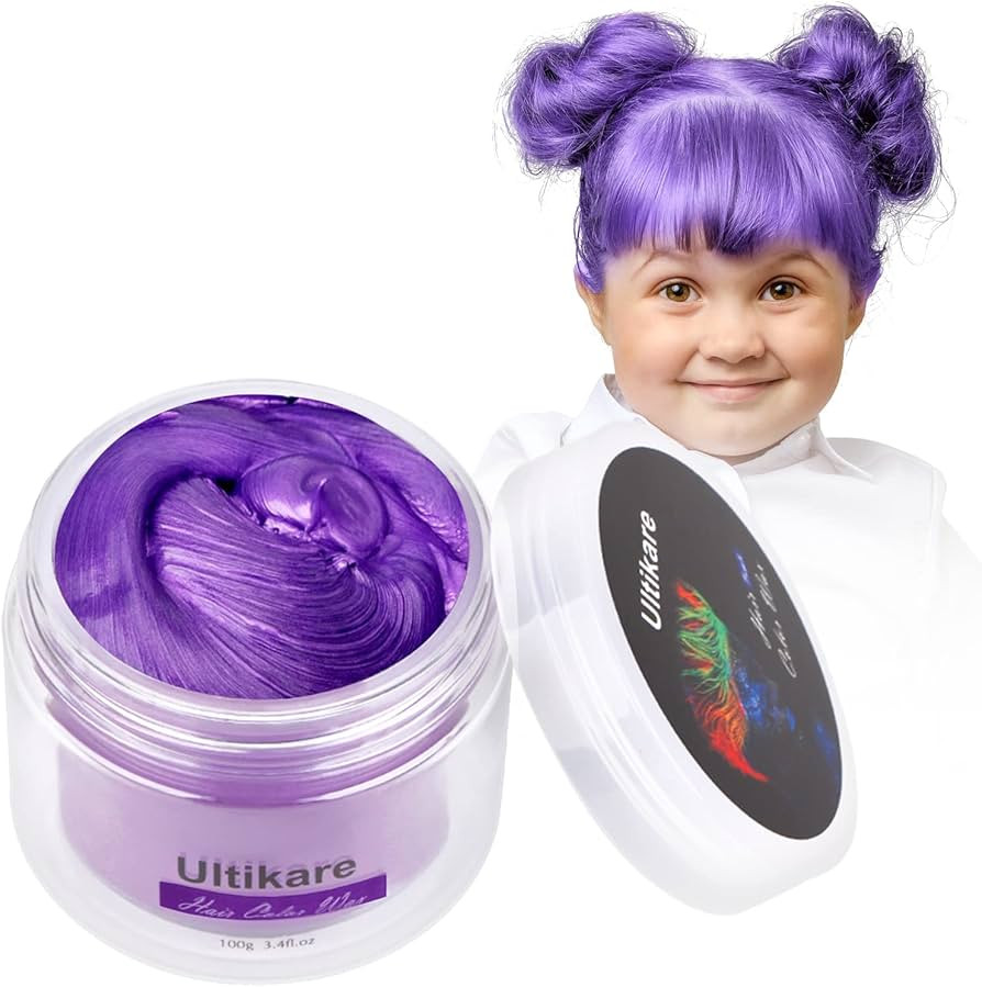 Color Wax for Natural Hair Temporary, Ultikare Hair Color Wax Purple Hair Dye Pomade Styling Inst... | Amazon (US)
