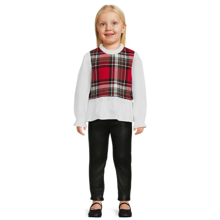 Wonder Nation Toddler Girls’ Holiday Vest and Pant Set, 2-Piece, Sizes 12M - 5T | Walmart (US)