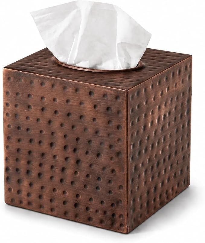 Monarch Abode Tissue Box Cover Square – Hand Hammered Antique Copper Metal Tissue Holder Box fo... | Amazon (US)
