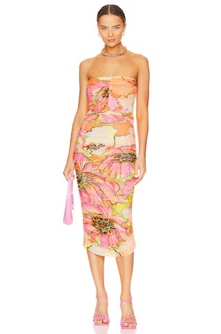 Agua Bendita Nana Mesh Strapless Dress in Praia Multicolor from Revolve.com | Revolve Clothing (Global)