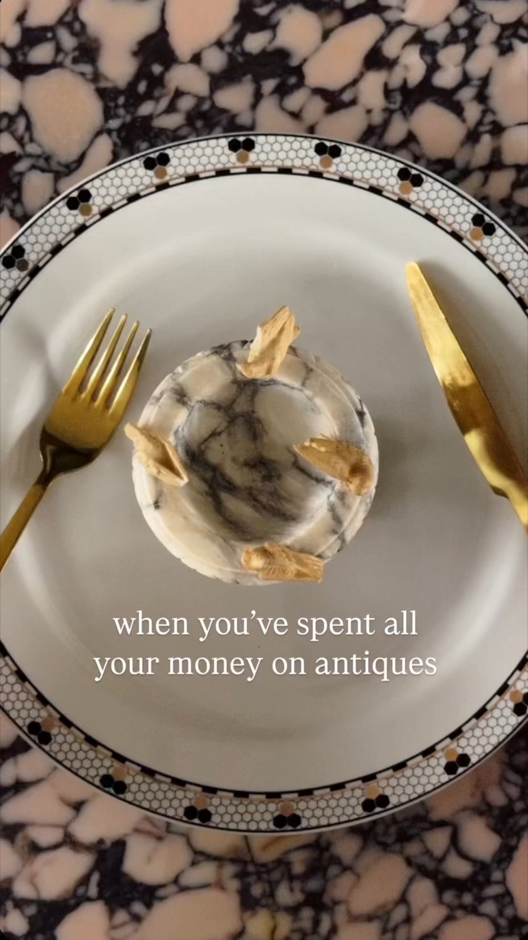 Do the birds from the bird bath count as chicken?  Asking for a friend.  Where my antiques collectors at?  It’s hard to stop once you start - take it from me! lol!  But, truth be told, having things in my home with a story to tell over tons of mass produced items feels really special.  There are so many conversations to have when everything is a conversation piece!  I love giving an old item a new life, even if it makes me broke lol PS I linked my dinner plate, gold flatware, and pink marble table for yall! 🫶🏻
.
.
.
.
.
#vintagemodern #modernvintage #antiques #antiquesofinstagram #antiqueshop #funnyvideos #sillyvideos #romanticdecor #modernvictorian #romantichomes

#LTKHome