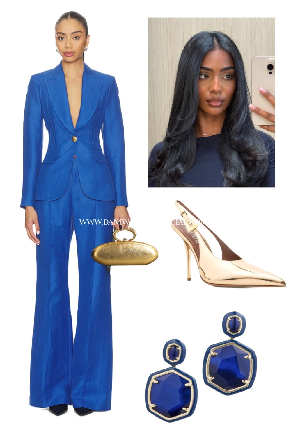 A brilliant blue interview suit. This look would be perfect for a Miss contestant. The bold blue is a great choice for a wide variety of hair colors as well. It easily pairs with gold or even silver accents  

#LTKootd #LTKgrwm #LTKWorkwear