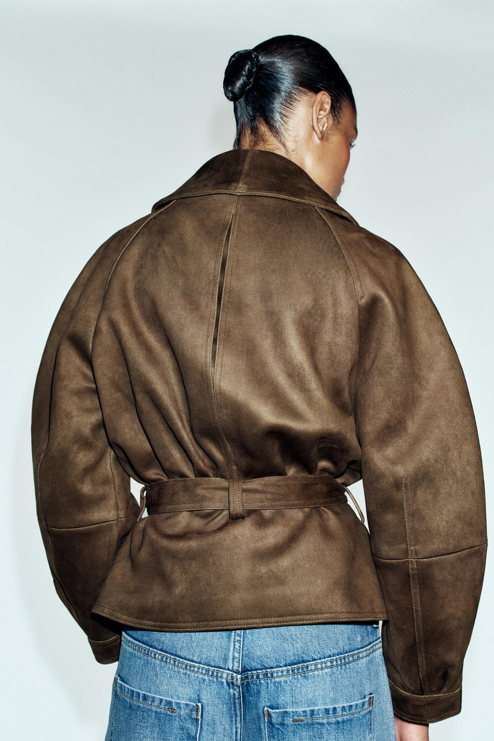 FAUX SUEDE JACKET WITH BELT | Zara UK