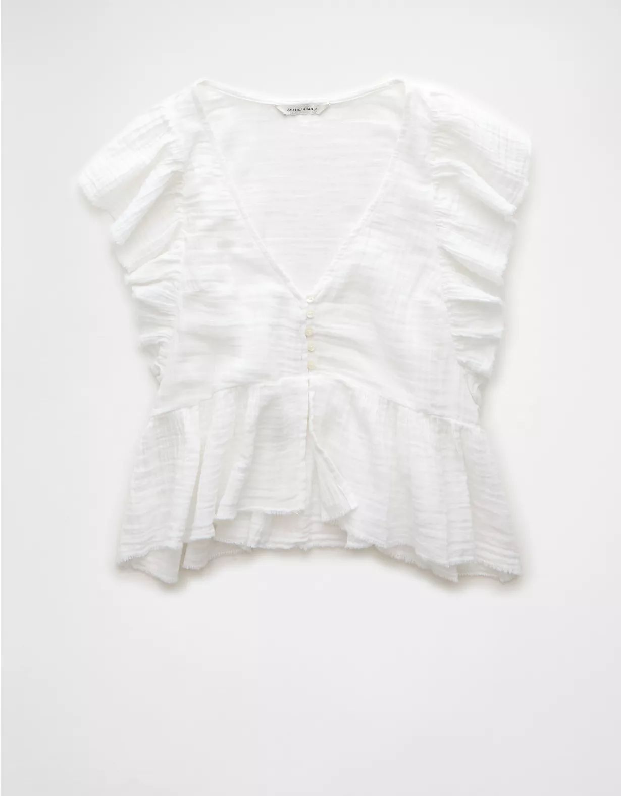 AE Ruffled Babydoll Blouse | American Eagle Outfitters (US & CA)