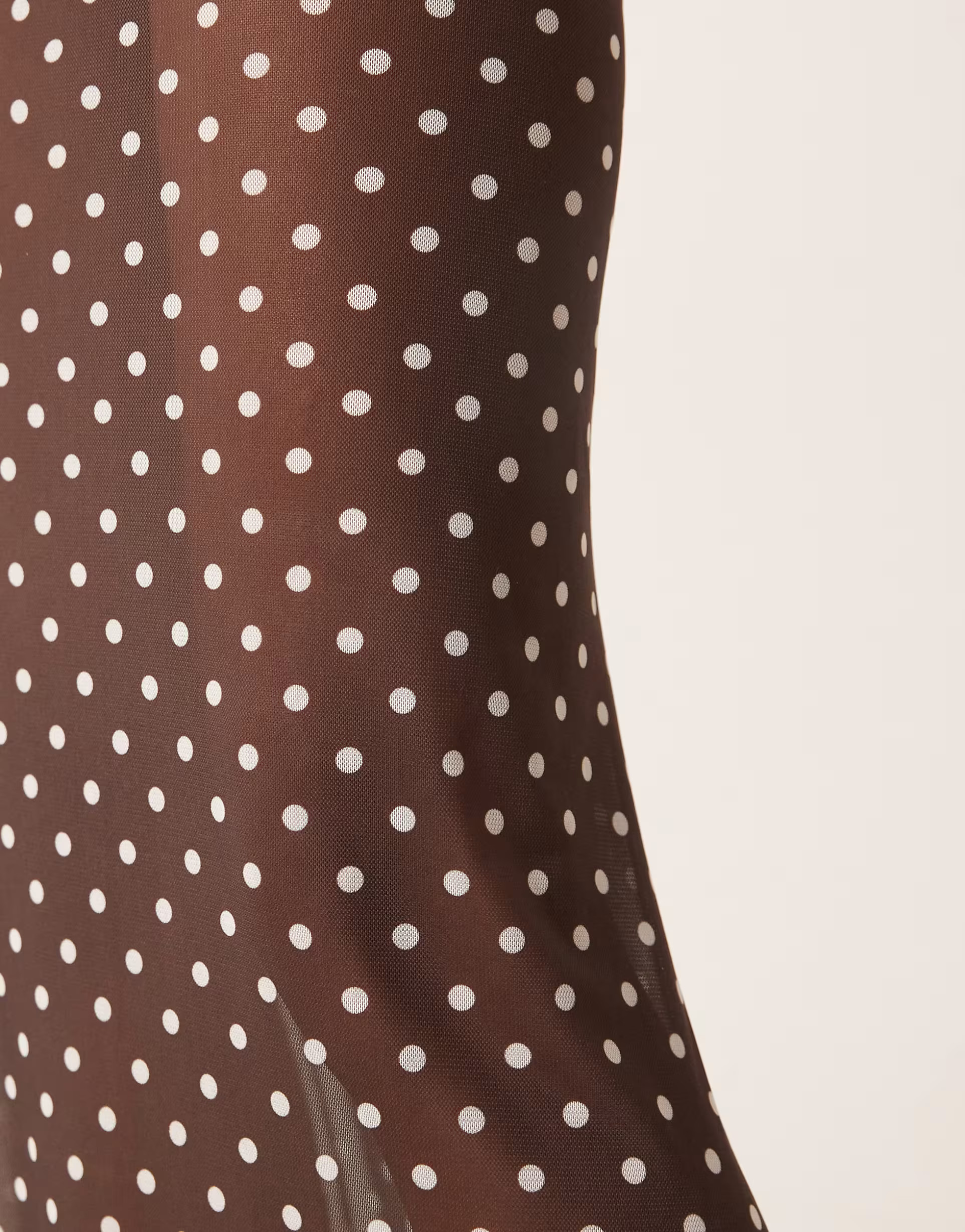 ASOS DESIGN mesh sheer maxi skirt in brown polka dot | ASOS (Global)