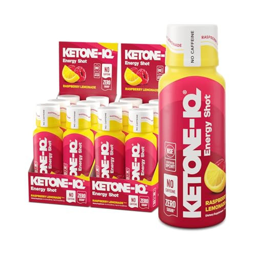 Ketone IQ No Caffeine Exogenous Ketones Energy Shots - 12 Pack of Caffeine Free Energy Drinks with 10g Ketones - Sugar Free, Salt Free, and All Natural (Raspberry Lemonade) | Amazon (US)