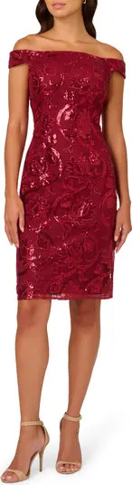 Sequin Off the Shoulder Sheath Cocktail Dress | Nordstrom
