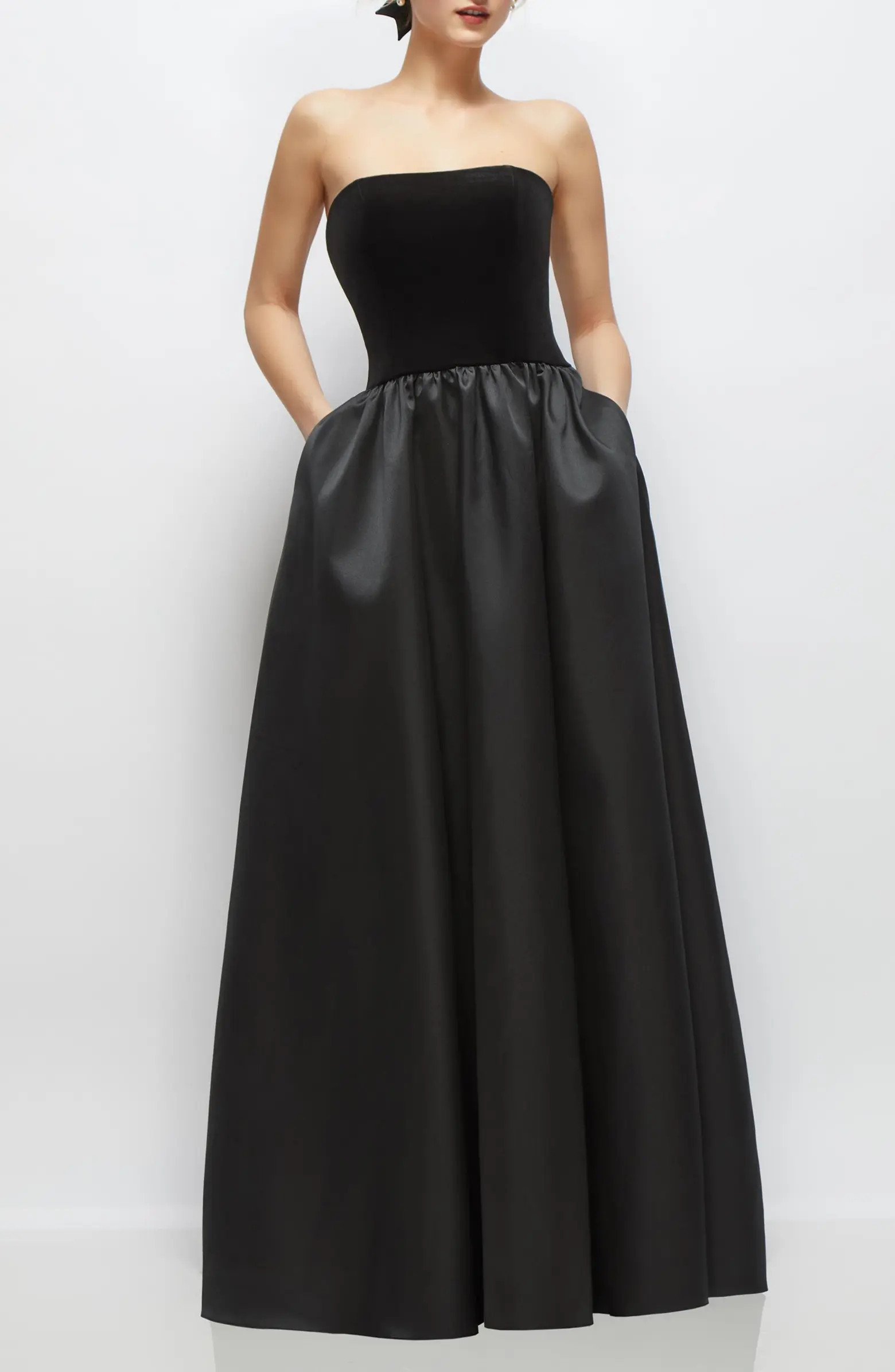 Dessy Collection Strapless Mixed Media Gown | Nordstrom | Nordstrom